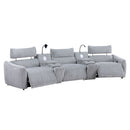 Fullar - Modular Console With Speaker & Cup Holder - Light Gary Chenille