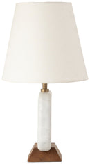 Solis - 14" Genuine Marble And Mango Wood Base With Linen Textured Fabric Shade Table Lamp