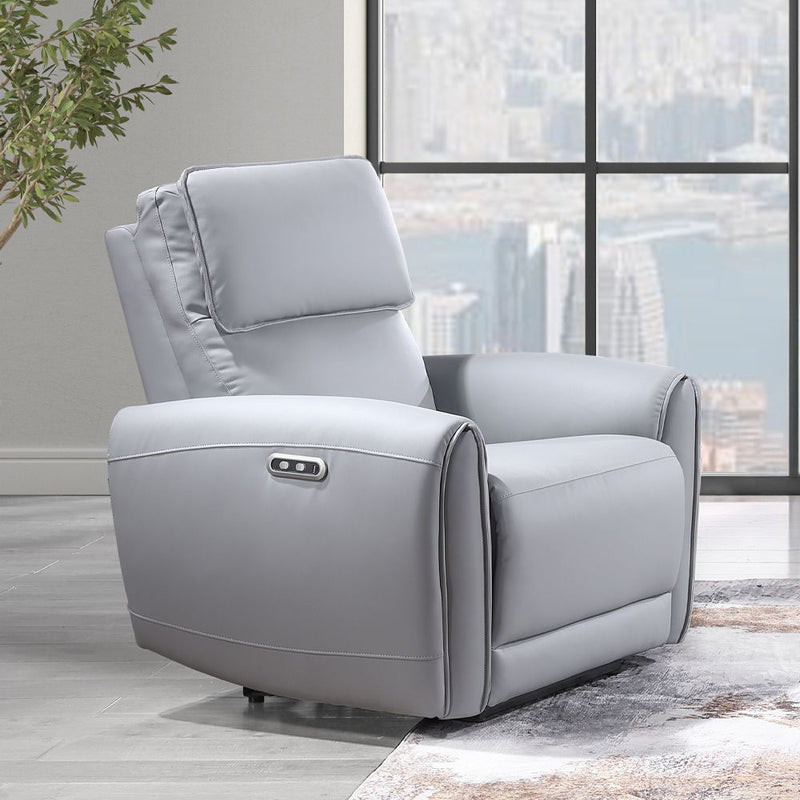 Jeromie - Power Motion Recliner With USB Port - Gray Synthetic Leather