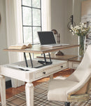 Realyn - L Shaped Desk With Lift Top - White / Brown