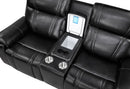 U8880 - Power Console Reclining Loveseat With Armrest Cupholder, Console Cooler With Watch Charger - Black