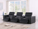 1208 - Leather Sofa With 3 Power Recliners And Two Storage Consoles