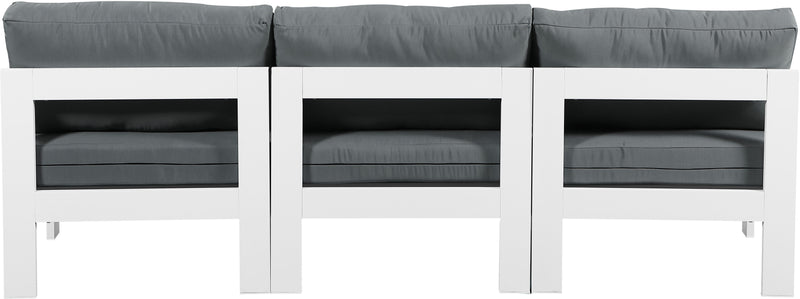 Nizuc - Outdoor Patio 3 Seat Armless Modular Sofa With White Frame