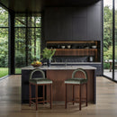 Conrad - Velvet Counter Stool With Brown Legs