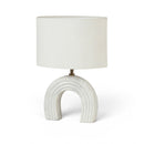 Lithos - Genuine Marble Base And Linen Textured Fabric Shade Table Lamp