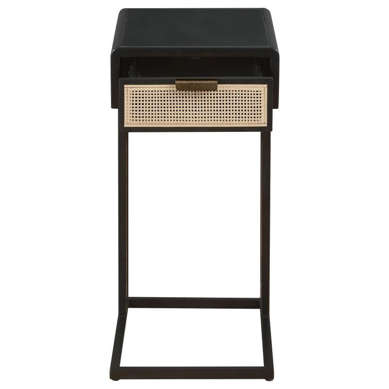 Amherst - 1-Drawer Radio Weave Cane Metal Side Table
