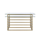 Shona - Writing Desk - Clear Glass Top & Antique Gold