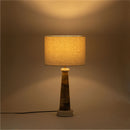 Palea - Mango Wood Base And Linen Textured Fabric Shade Table Lamp - Travertine / Natural
