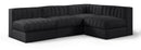 Rummi - Armless Velvet Performance Fabric Upholstered 4 Piece Modular Sectional
