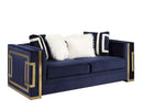 Virrux - Loveseat With 4 Pillows - Blue Velvet & Gold
