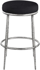 Ferro - Performance Fabric Upholstered Backless Bar Stool - Antique Silver