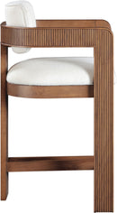 Sacha - Linen Stool With Brown Base