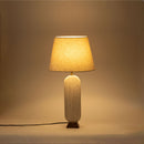Solis - Genuine Marble And Mango Wood Base With Linen Textured Fabric Shade Table Lamp