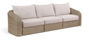 Seacrest - Olefin Water Resistant Fabric And Wicker 3 Piece Outdoor Patio Modular Sofa