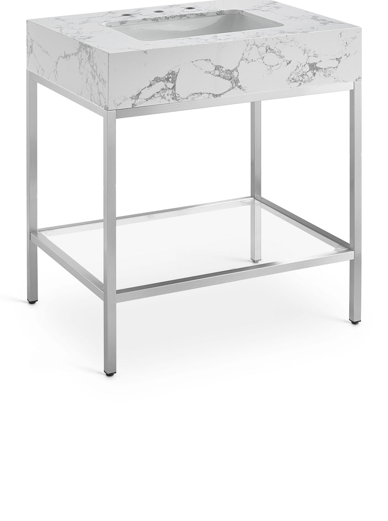 Marmo - Engineered Marble Bathroom Vanity With Chrome Base