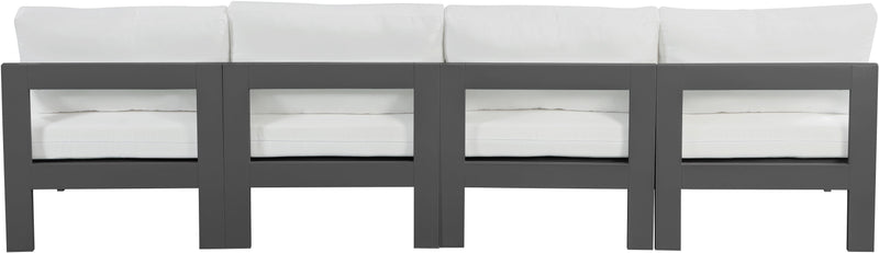 Nizuc - Outdoor Patio 4 Seat Armless Modular Sofa With Gray Frame