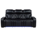 Zuma - Faux Leather Dual Power Reclining LED Sofa - Black