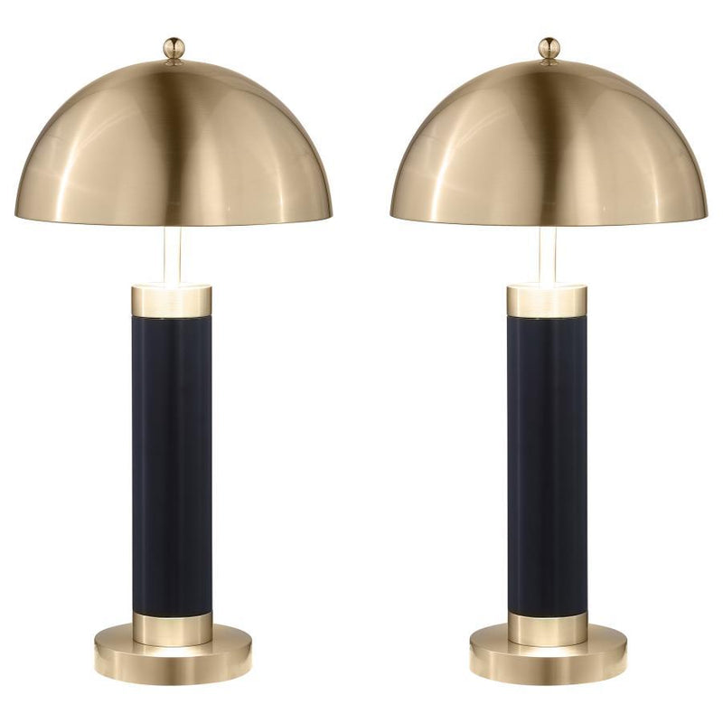 Conroe - Dome Shade Pillar Table Lamp (Set of 2) - Black