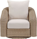 Seacrest - Olefin Water Resistant Fabric And Wicker Outdoor Patio Swivel Chair
