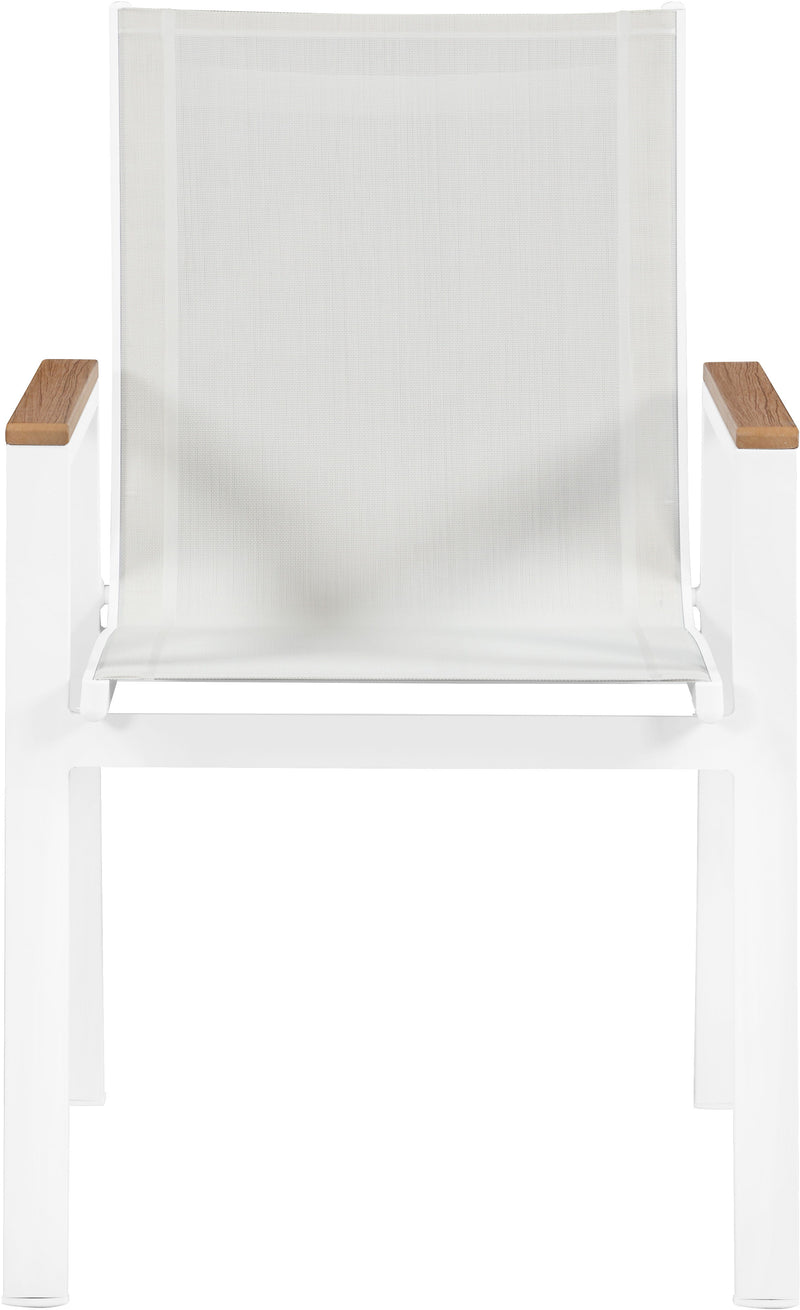 Nizuc - Outdoor Patio Dining Arm Chair With White Frame And Natural Arms (Set of 2)