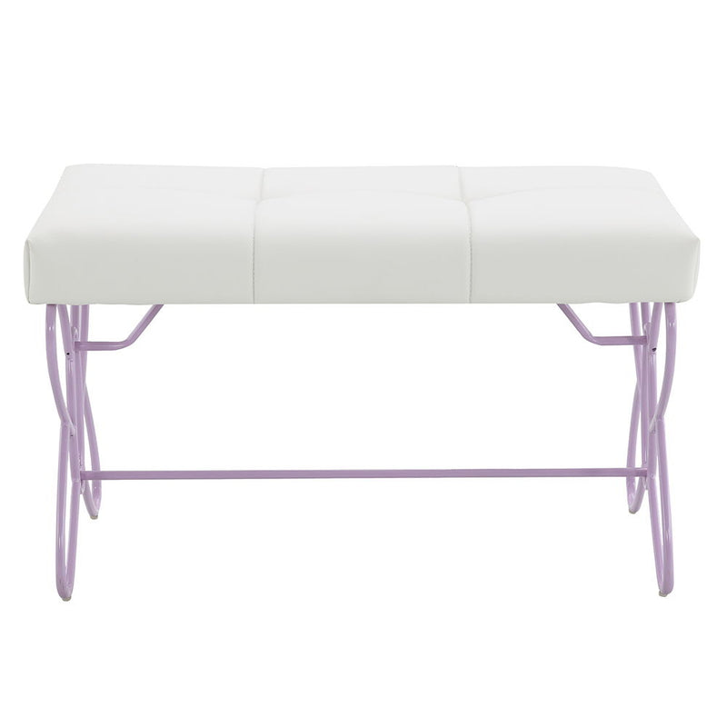 Priya II - Bench - White & Light Synthetic Leather Rple