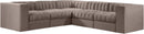 Rummi - Symmetrical Velvet Performance Fabric Upholstered 5 Piece Modular Sectional