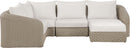 Seacrest - 123.25" Olefin Water Resistant And Wicker 5 Piece Outdoor Patio Modular Sectional