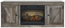 Wynnlow - TV Stand With Faux Firebrick Fireplace Insert - Gray