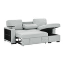 U0212 - Reversible Sofa Bed Loveseat With Pop-Up Sleeper With Drop Down Table - Silver