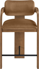 Cedra - Velvet Performance Fabric Upholstered Counter Stool - Brown Frame