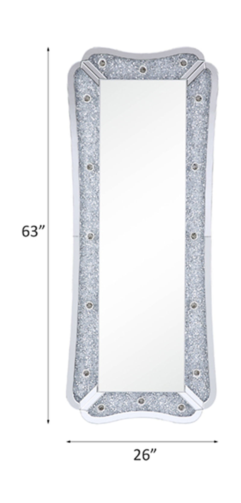 Noralie - 63" Floor Mirror With Faux Diamonds - Mirrored