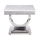 Zander - Sofa Table - White Printed Faux Marble Top & Mirrored Silver