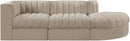 Rummi - Velvet Performance Fabric Upholstered 3 Piece Modular Sectional