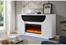 Aveena - 76" Entertainment Unit With TV, LED, Speakers, Crystal Inserts And Pop Up Center Doors - White