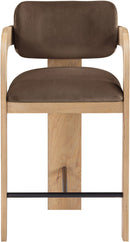 Cedra - Velvet Performance Fabric Upholstered Counter Stool - Natural Frame