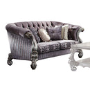 Versailles - Loveseat With 5 Pillows - Velvet & Antique Platinum