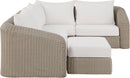 Seacrest - Olefin Water Resistant Fabric And Wicker 5 Piece Outdoor Patio Modular Sectional