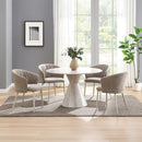 Ogin - Round Dining Table - Marble Print & Natural