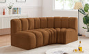 Arc - Velvet 3 Piece Sofa - Saddle