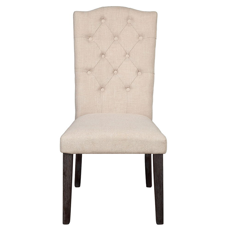 Gerardo - Side Chair (Set of 2) - Beige Linen & Weathered Espresso