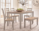 Harperfeld - Dining Room Table Set (Set of 6) - Natural / Gray