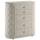 Sonya - 5-Drawer Upholstered Bedroom Chest Of Drawers - Ivory