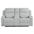 Galya - Motion Loveseat With Console - Light Gray Chenille