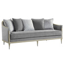 Fernando - Sofa With 5 Pillows - Gray Chenille & Champagne