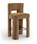 Zuno - Velvet Performance Fabric Upholstered Bar Stool (Set of 2) - Saddle