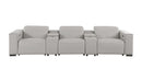 1208 - Leather Sofa With 3 Power Recliners And Two Storage Consoles