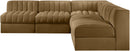 Rummi - Armless Velvet Performance Fabric Upholstered 5 Piece Modular Sectional