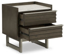 Arkenton - Two Drawer Night Stand - Grayish Brown / White