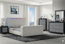 Elias - King Bed With Immersive Sound Speaker, LED, TV Lift, And Fireplace - Gray
