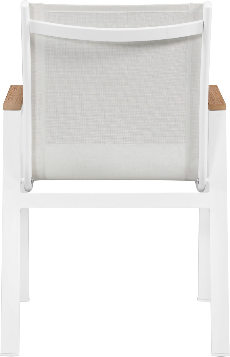 Nizuc - Outdoor Patio Dining Arm Chair With White Frame And Natural Arms (Set of 2)